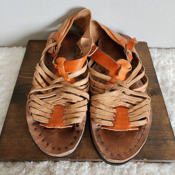 Men's Boho Hand Crafted Huaraches Leather Strappy Sandals Men's Size 8 - Picture 6 of 12